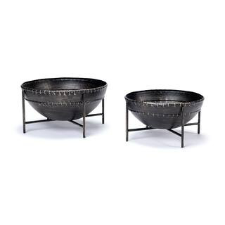 Cauldron Brown Metal Bowls (Set of 2) | The Home Depot