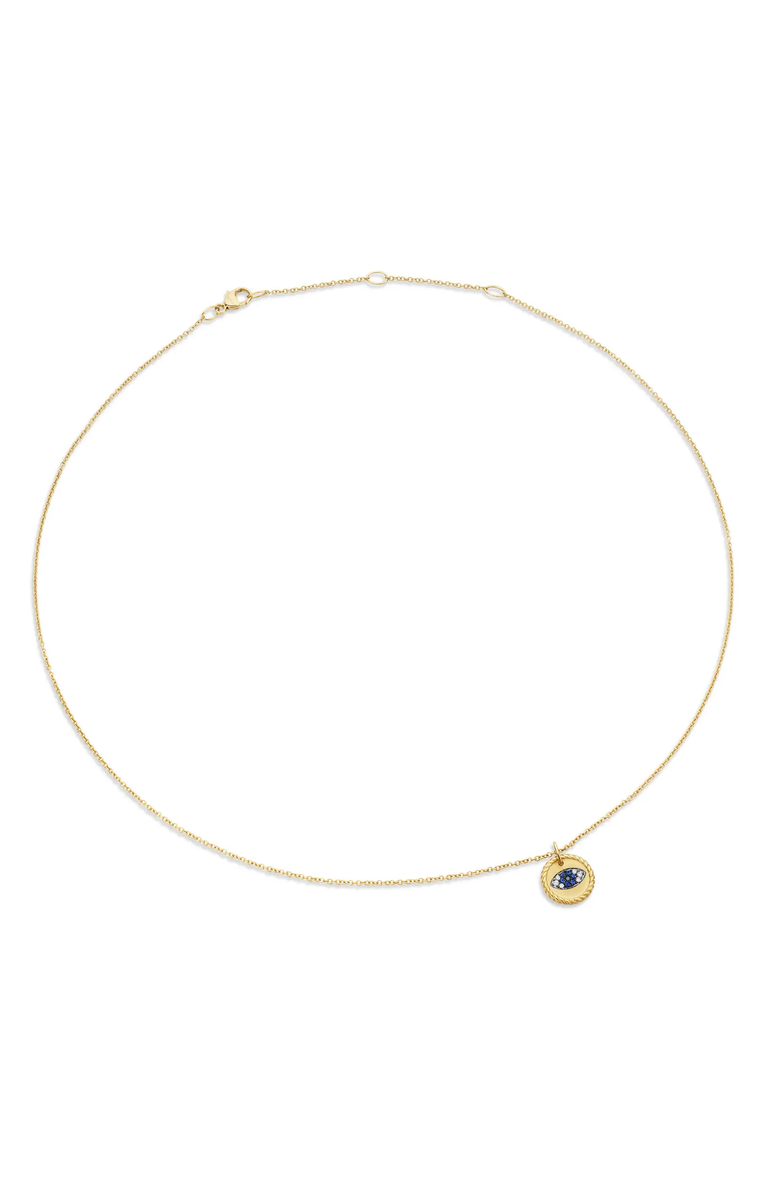 Cable Collectibles 18K Yellow Gold & Diamond Evil Eye Necklace, 11mm | Nordstrom