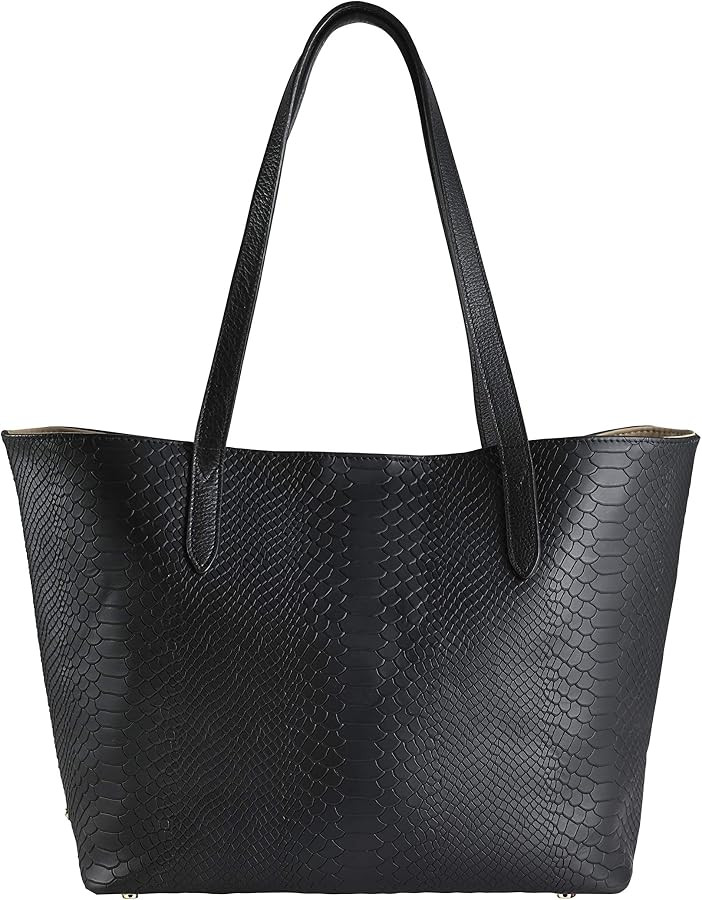 GiGi New York Womens Python Embossed Leather Tote, Large | Amazon (US)