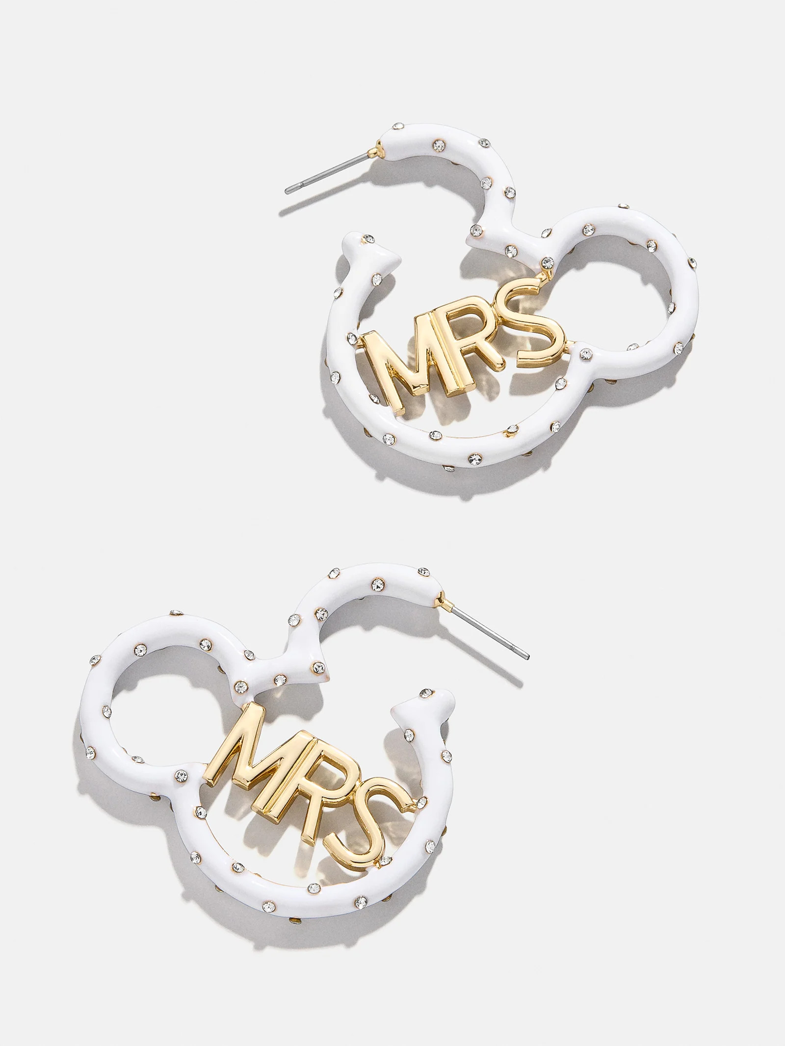 Mickey Mouse Disney Mrs. Earrings - White/Gold | BaubleBar (US)