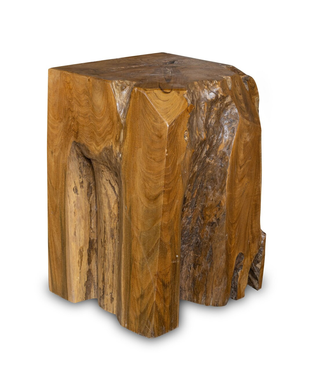 Square Solid Teak Wood Side Table, Natural Tree Stump Stool or End Table 12 18 H X 12 W X 12 D - ... | Etsy (US)
