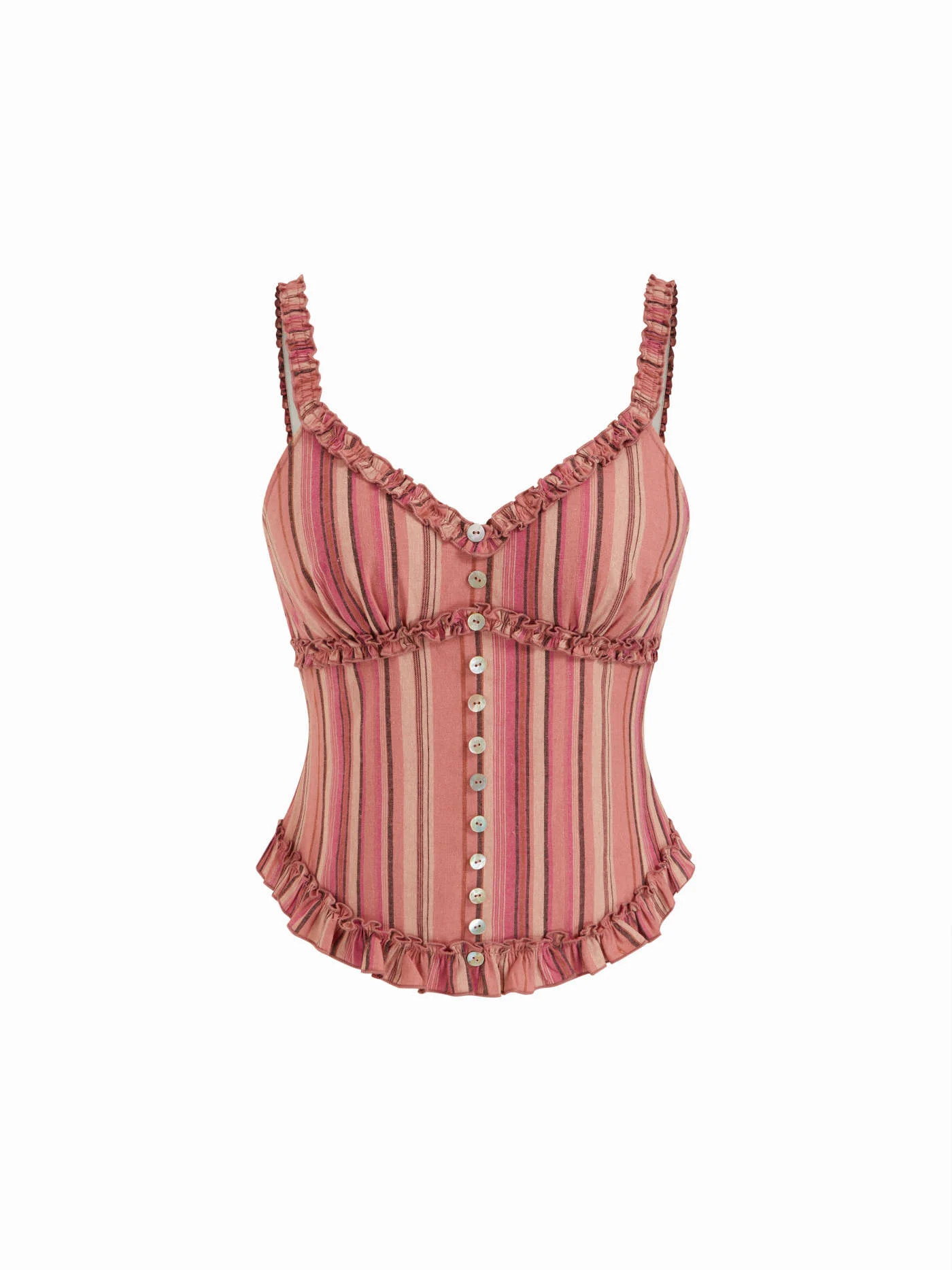 Gewebt R\u00fcschen gestreiftes Cami Top For L\u00e4ssige Alltagskleidung Urlaub | Cider