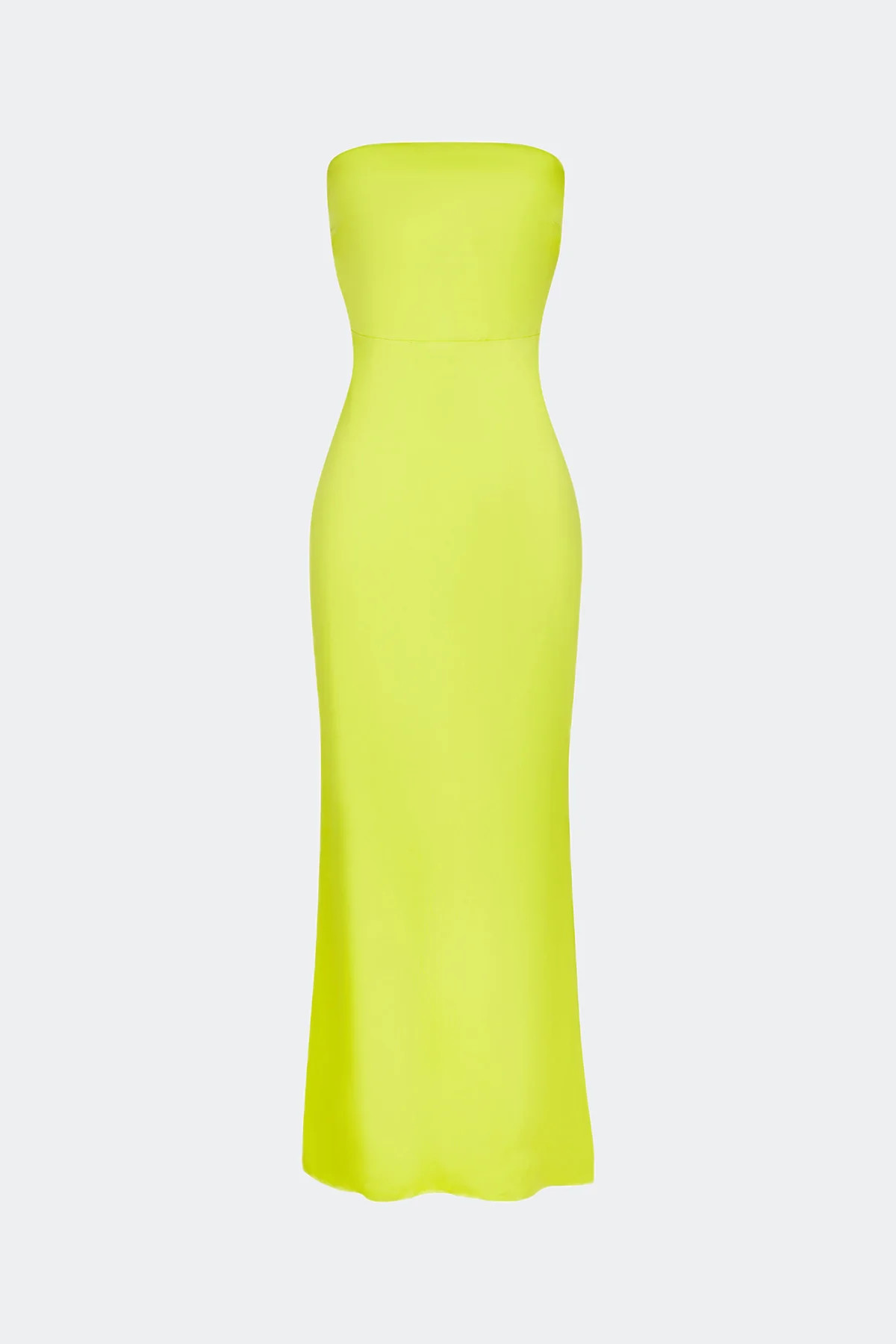 Sculpty Strapless Satin Dress in Lime | SIMONMILLER | Simon Miller