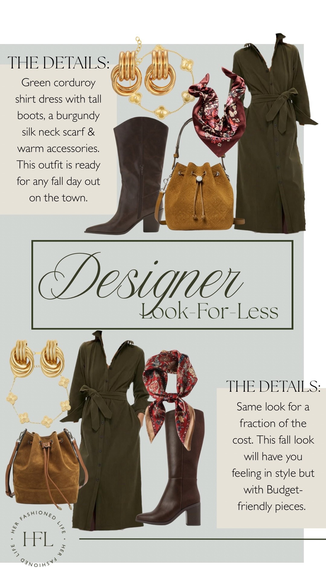 Designer for less - love this corduroy dress. It’s perfect for fall! 

#FallFashion #BudgetFriendlyFinds #Boots #Scarf #Earrings #Bag 

#LTKFindsUnder50 #LTKOver40 #LTKWorkwear