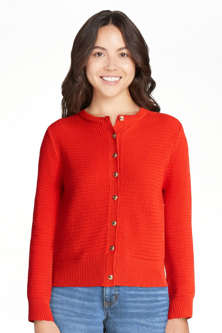 Time and Tru Women's Textured Knit Cardigan Sweater with Long Sleeves, Sizes, XS-XXXL | Walmart (US)