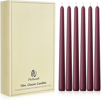New Burning Formula Unscented Dripless 10-Inch Taper Candles Set of 12 - Burgundy, for Wedding, D... | Amazon (US)