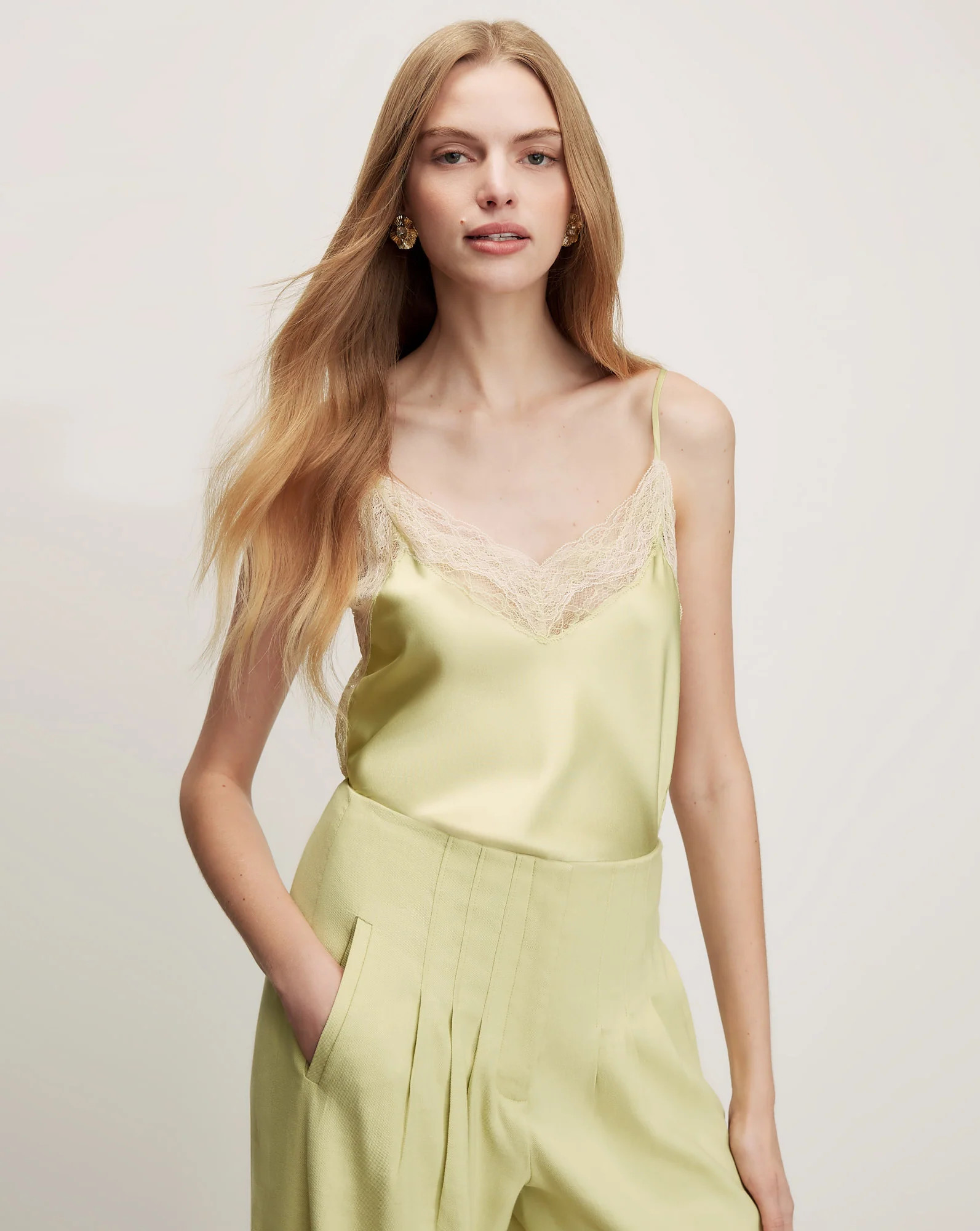 Veronica Beard Johanan Stretch-Silk Camisole Pistachio | Veronica Beard