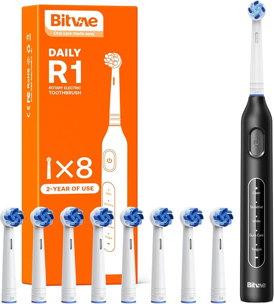 Bitvae R1 Rotating Electric Toothbrush with 8 Brush Heads for Adults and Kids, 60-Day Battery Lif... | Amazon (US)