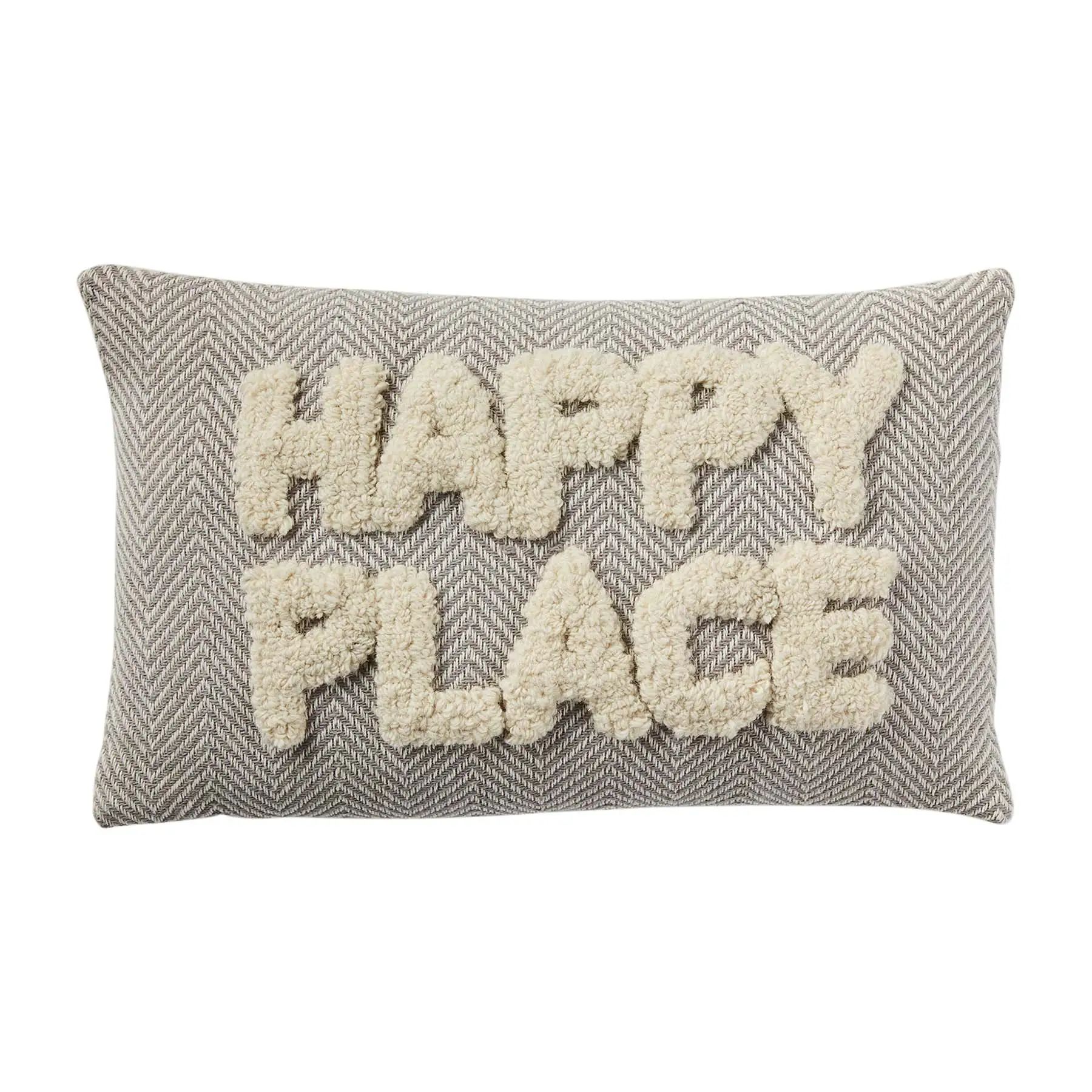 Happy place tufted throw pillow | Mud Pie (US)
