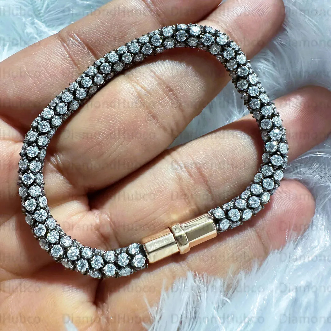 12 CT Moissanite Diamond Bracelet | 14K Yellow Gold Blackened, Georgian Style - Etsy | Etsy (US)