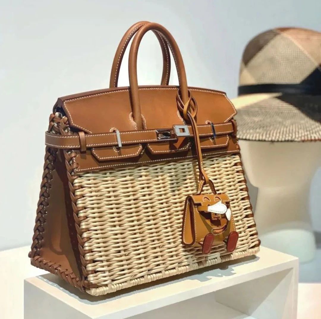 Rattan handbag, Natural Handbag, Rattan & Leather Bag, Beach bag, Unique Bag, Vintage style ratta... | Etsy (US)