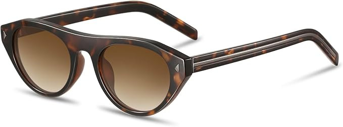 Retro Oval Sunglasses for Women Men Trendy Small Cateye Narrow Round Shades UV Protection | Amazon (US)