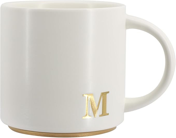 COLLECTIVE HOME - Monogram Ceramic Mugs, 15 oz Golden Initial Coffee Cups, Elegant Capital Alphab... | Amazon (US)