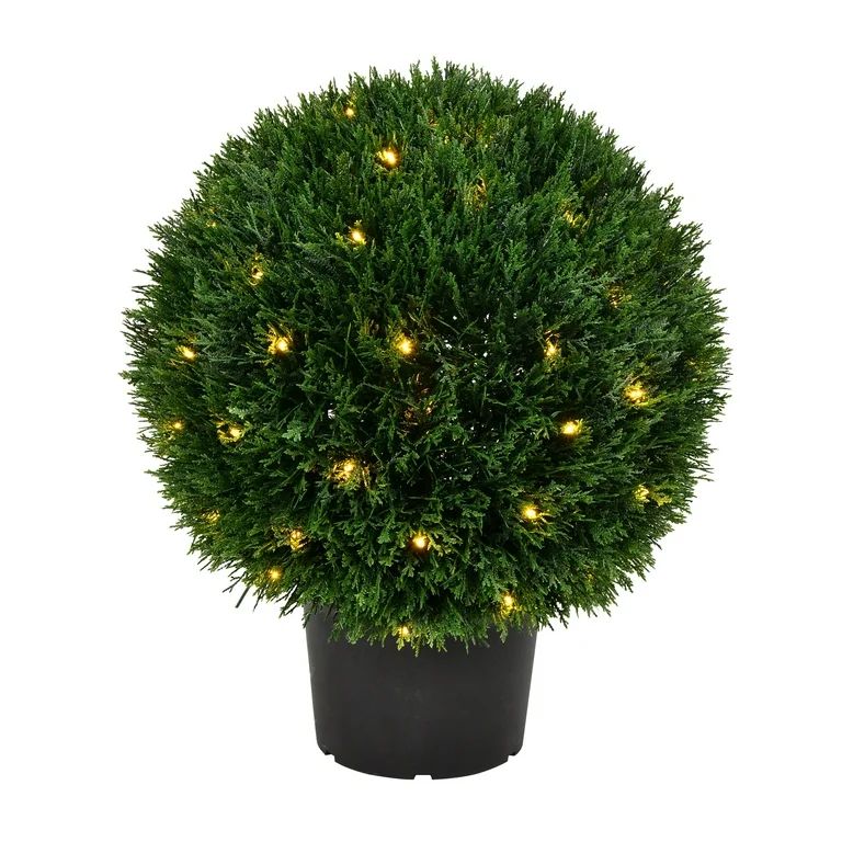 Vickerman Everyday 20" Artificial Pre-Lit Silk Cedar Topiary Ball - UV Resistant Indoor Outdoor -... | Walmart (US)