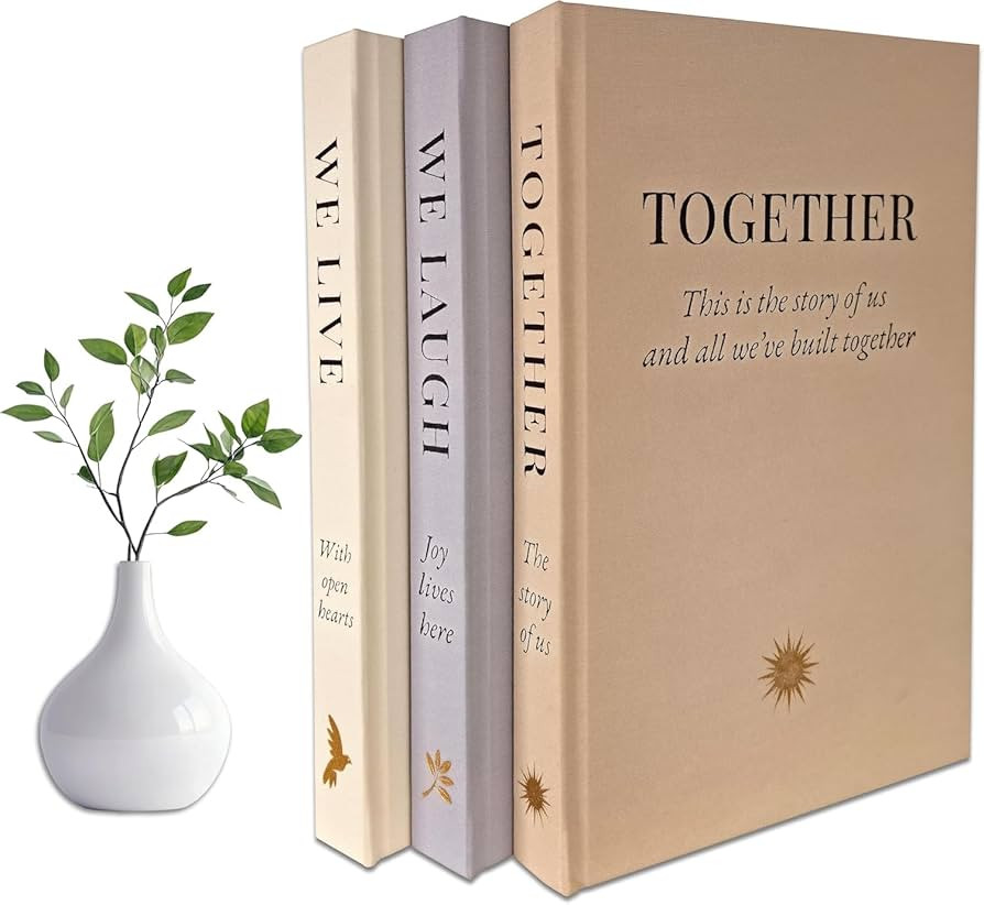 Decorative Linen Book Set – Neutral Coffee Table Books for Home Decor, Family-Themed Faux Books... | Amazon (US)