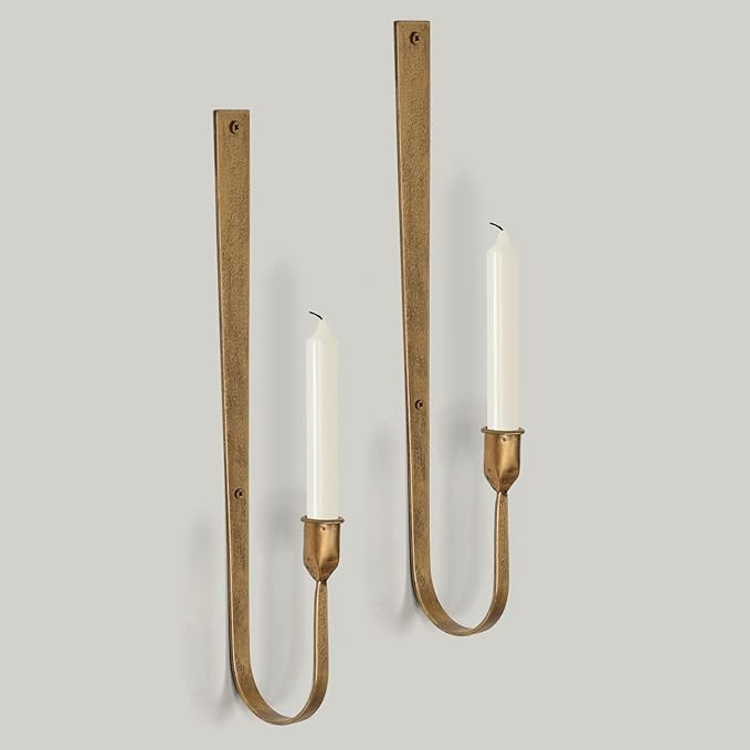 Wall Candle Holder Set of 2, Metal Wall Mount Candle Sconces Holder, Modern Wall Decoration for L... | Amazon (US)