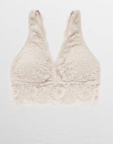 Aerie Happy Lace Padded Plunge Bralette | American Eagle Outfitters (US & CA)