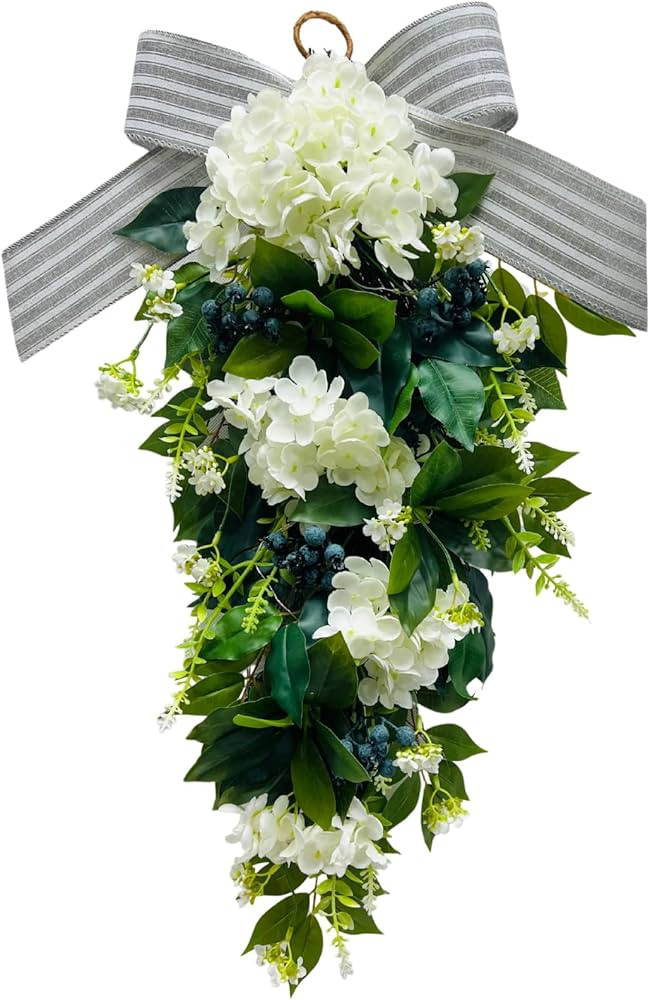 Floral Teardrop Swags All Season Lighted Teardrop Wreath with Timer(Steady and Flashing Modes) Ar... | Amazon (US)