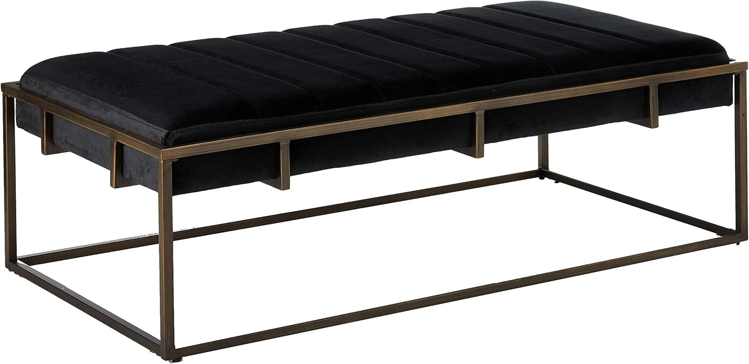 Christopher Knight Home Vassy Modern Velvet Ottoman Bench with Brass Finish, Black | Amazon (US)