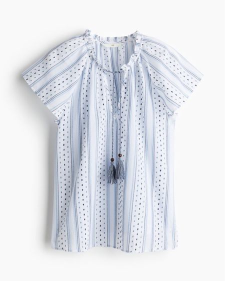 Tassel detail blue and white striped top 

#LTKstyletip #LTKSeasonal #LTKfindsunder50