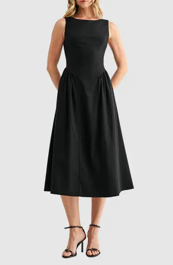 All in Favor Fit & Flare Midi Dress in Black at Nordstrom Rack, Size X-Small | Nordstrom Rack