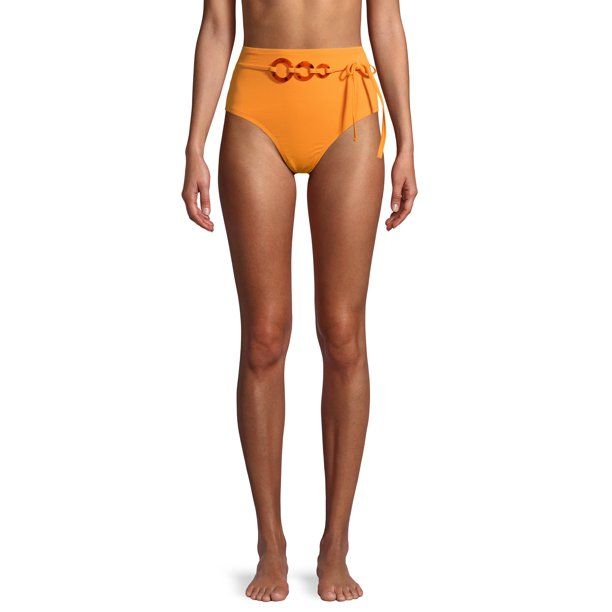 Time and Tru Women's Papaya Juice High Waist Swimsuit Bottom | Walmart (US)