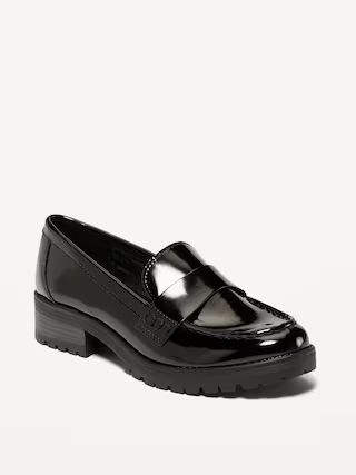 Faux-Leather Chunky-Heel Loafer Shoes for Women | Old Navy (US)