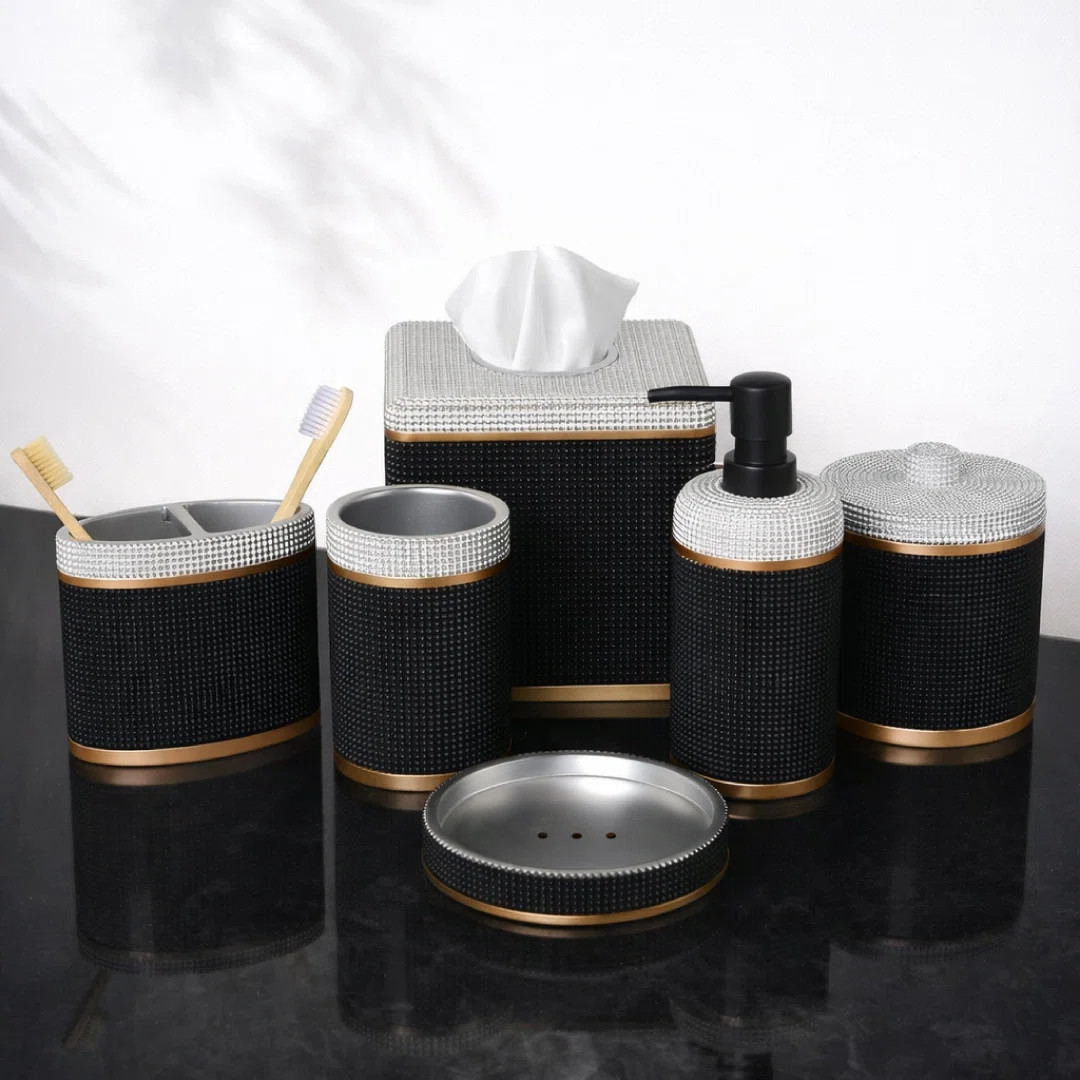 Luxury Bathroom Accessories Set Soap Lotion Dispenser Tooth Brush Holder Tumbler Soap Dish Home D... | Wayfair North America