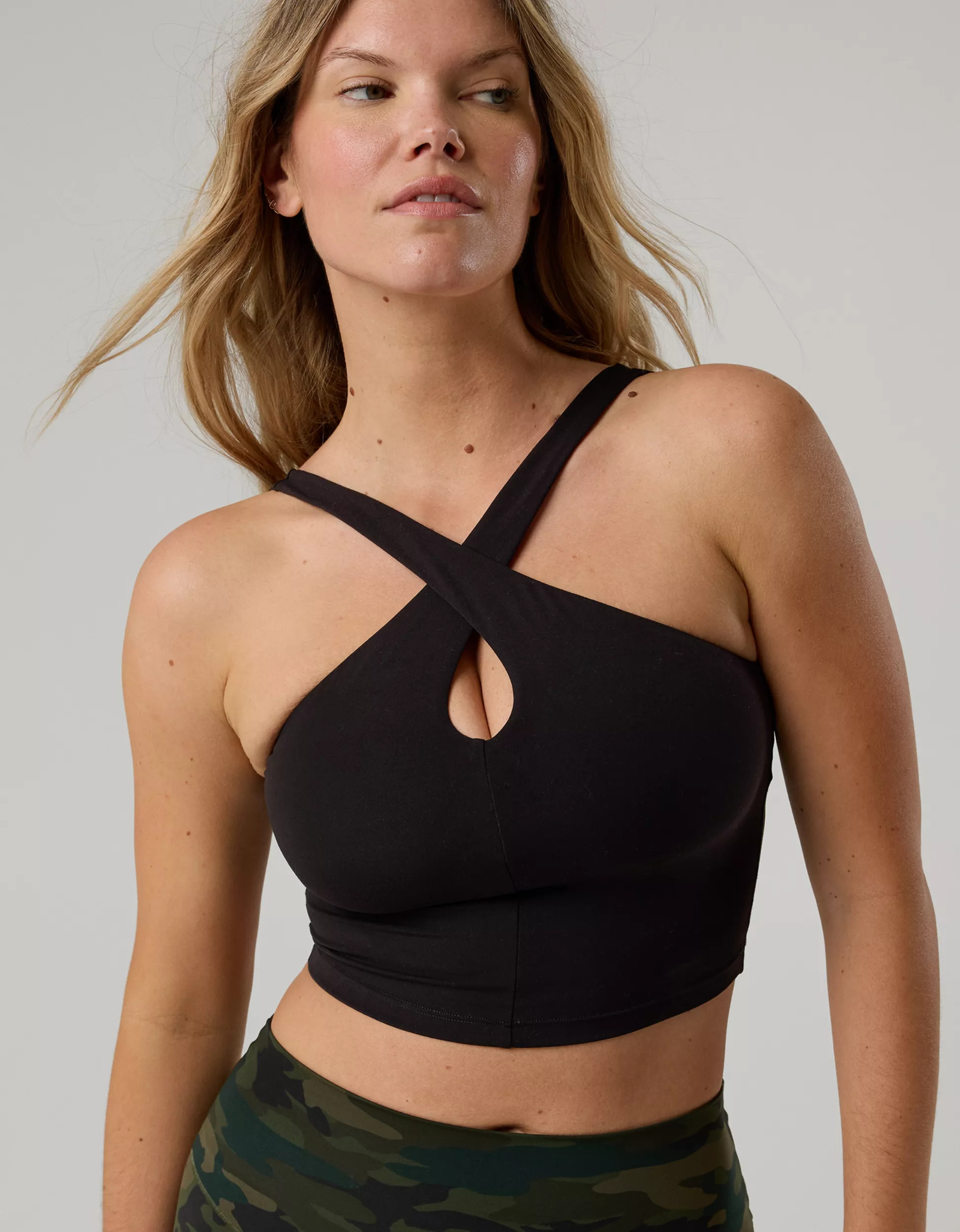 OFFLINE By Aerie Real Me XTRA Criss Cross High Neck Sports Bra | Aerie
