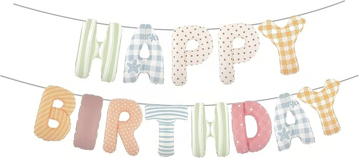 Colorful Happy Birthday Banner Foil Letter Balloon, 14 Inch 3D Plaid, Polka Dots, Stripes Pattern... | Amazon (US)
