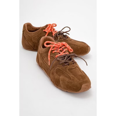 Selena - Cognac Brown Suede Leather Sneakers (Women) Cognac Brown 5.5 Forever & Always Shoes | Target