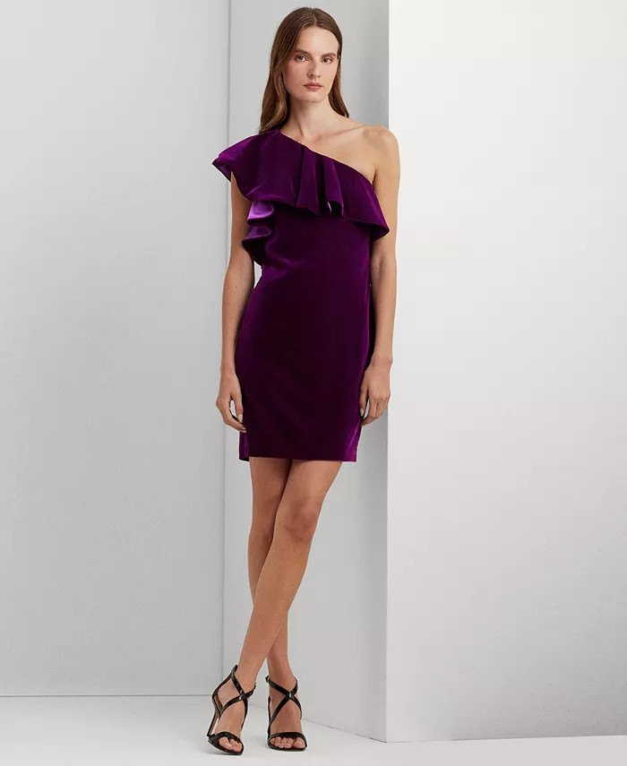 Women's Velvet One-Shoulder Sheath Dress | Macy's