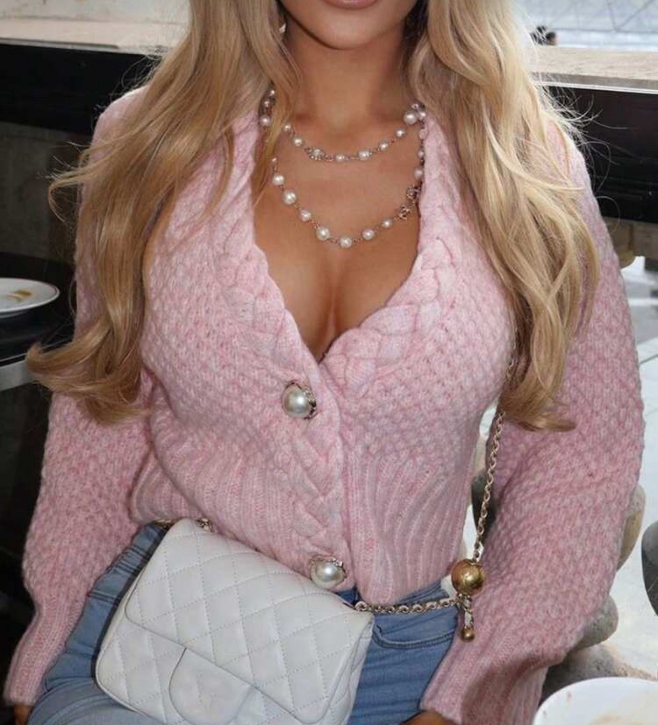 Women's Casual Elegant French Solid Cream Pink Pear-Shaped Button Textured Cable Knit Cardigan Long Sleeve Cropped Sweater, Valentine's Day top.
Comes in 5 colors.
Size: XS-L

#LTKFindsUnder50