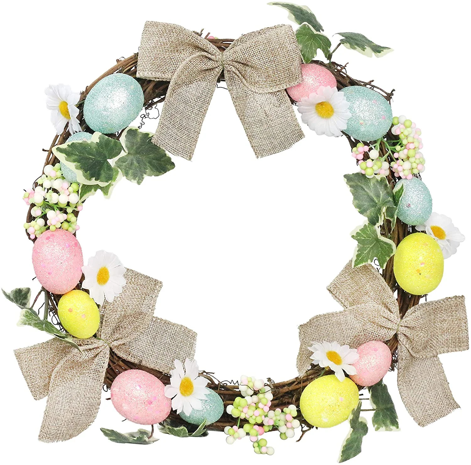Athoinsu 12'' Rustic Easter Wreath for Front Door Wall Decorated with Eggs Spring Festival Orname... | Walmart (US)