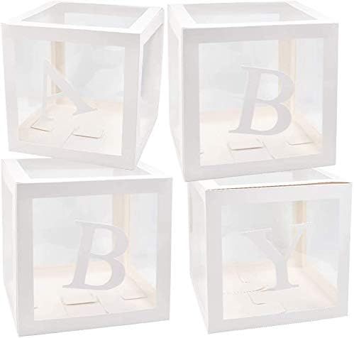 BabyShower Box Set of 4 Clear Baby Block Boxes with Baby Letters Party Decoration - Transparent B... | Amazon (US)