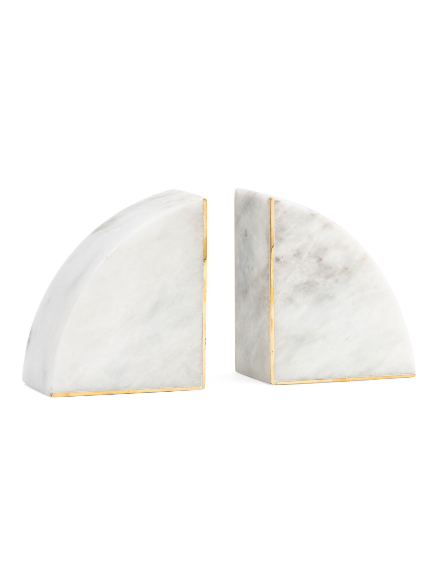 Set Of 2 Marble Bookends With Brass Inlay | TJ Maxx