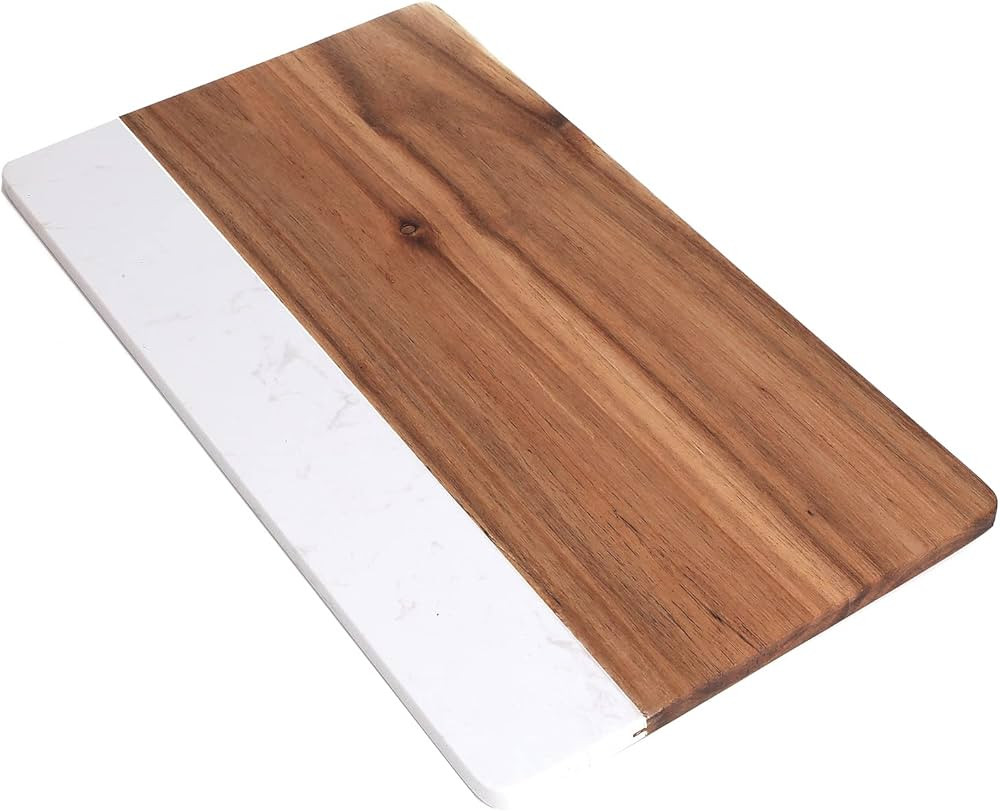 Azauvc Cutting Board with White Marble and Natural Wood,Cheese Board Serving Board for Steak Frui... | Amazon (US)