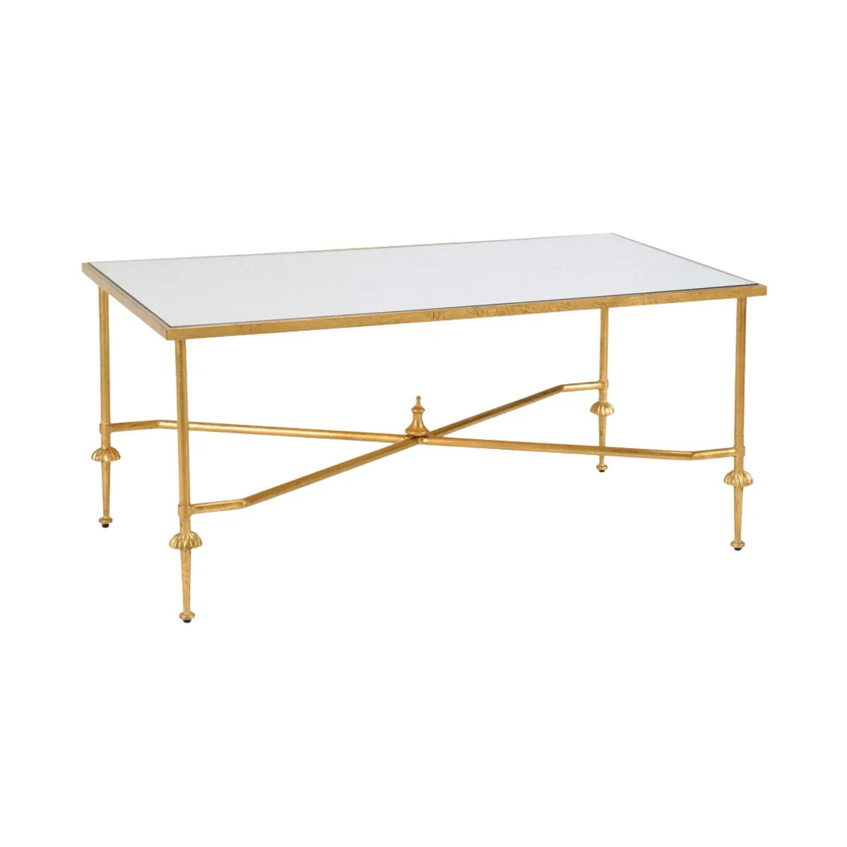 French Gold Cocktail Table With Glass Top | The Well Appointed House, LLC