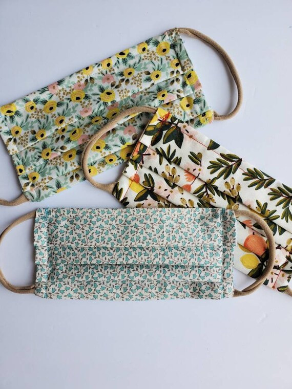 Cotton Face Mask, Protective Mask, Fabric Face Mask, Double Face Mask, Floral Face Mask | Etsy (US)