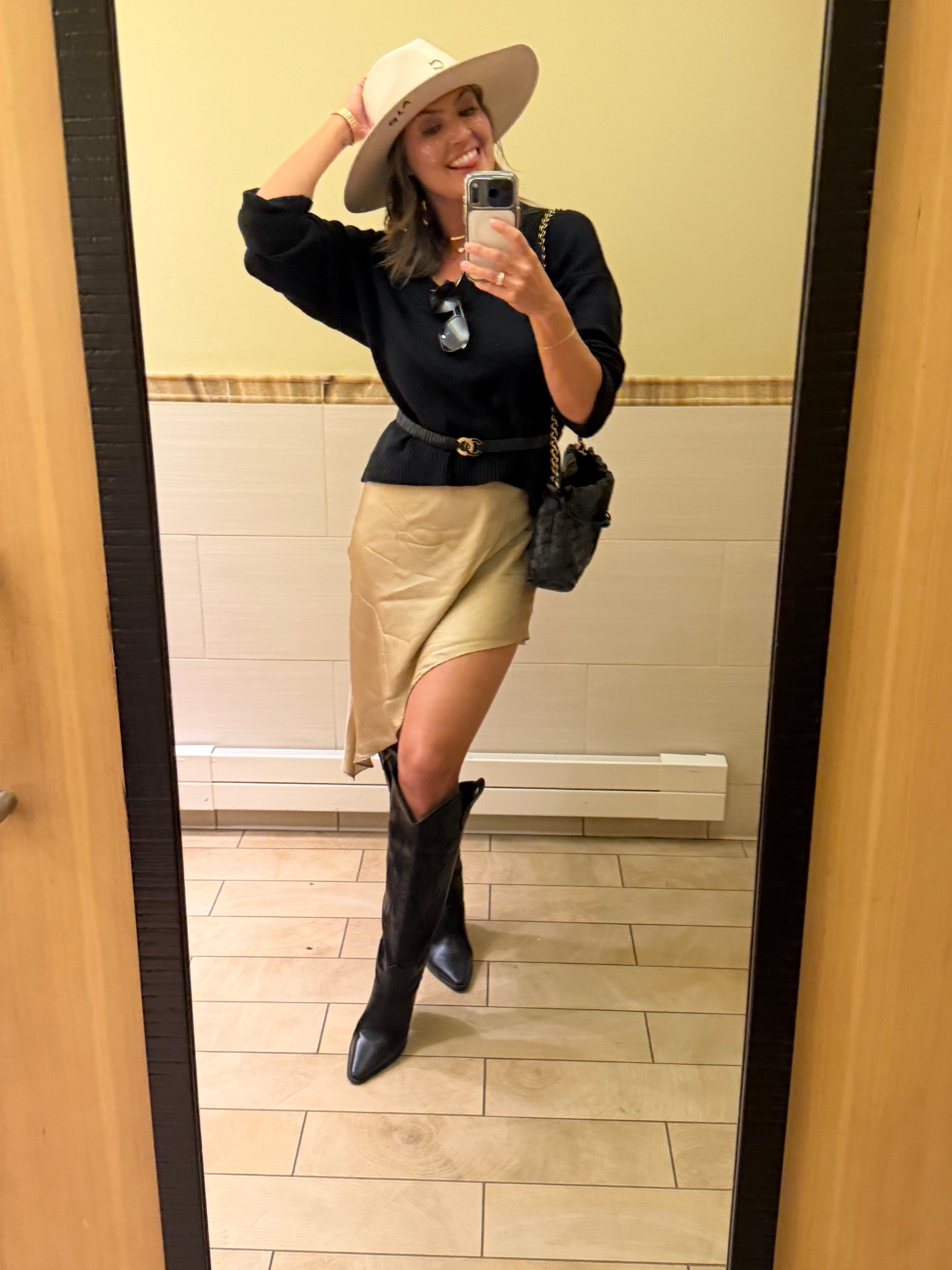 Love layering a chunky sweater over a more delicate dress. Creates a great transitional outfit that can be flirty and fun but with a more casual spin. 