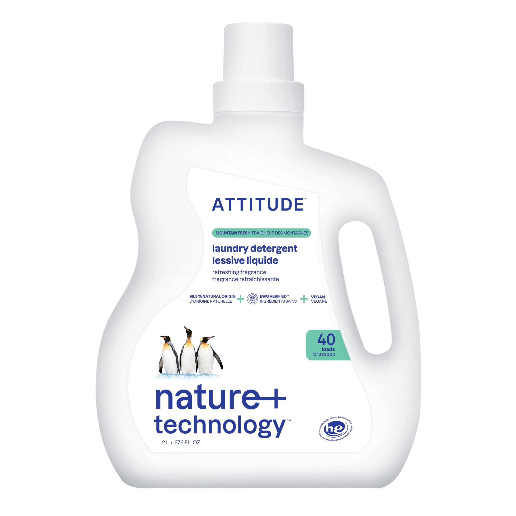 ATTITUDE Liquid Laundry Detergent, EWG Verified, HE Compatible, Plant-Based & Vegan, Natural Laun... | Amazon (US)