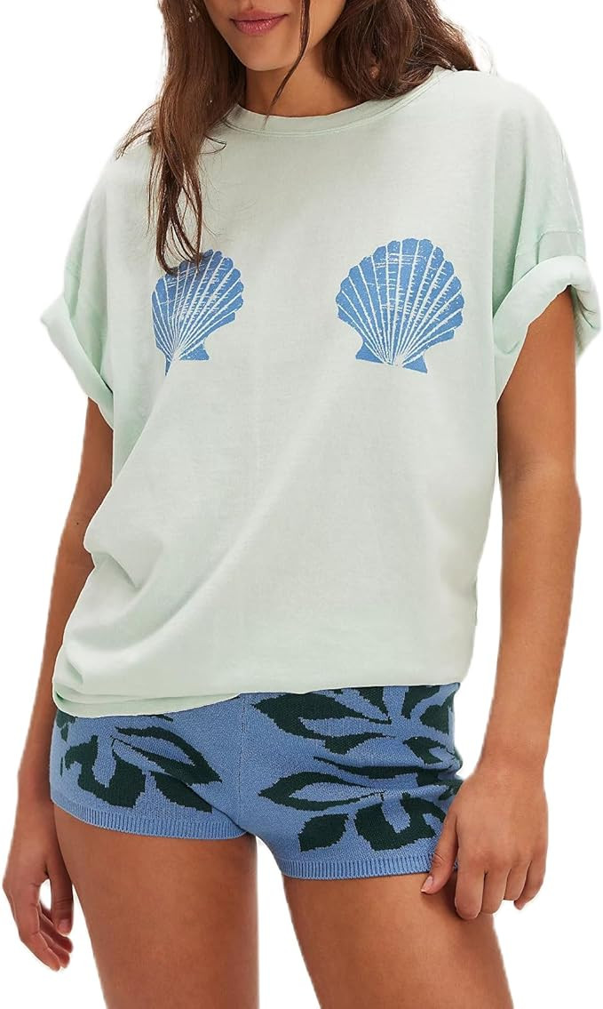 Y2k Womens Oversized Tees Fruit Sea Life Graphic Print Vintage Aesthetic Baggy T Shirts Tops Teen... | Amazon (US)