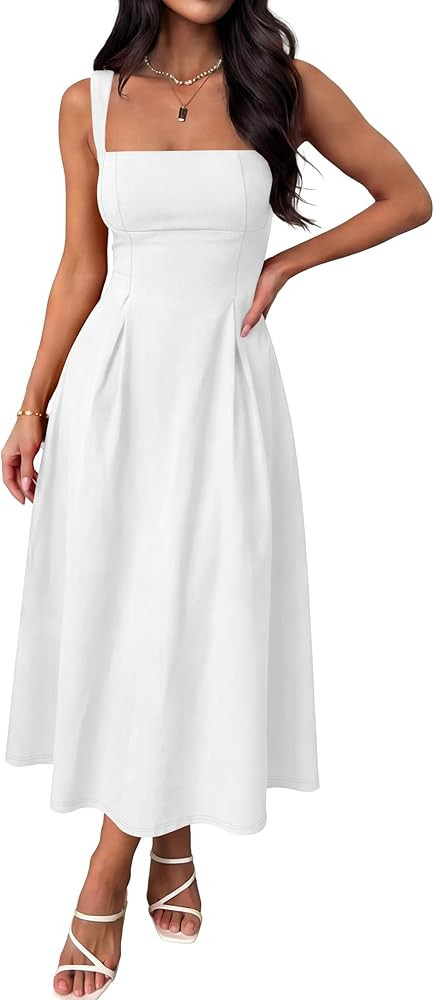 ANRABESS Cocktail Dresses for Women Square Neck A Line Sleeveless Flowy Elegant Formal Wedding Gu... | Amazon (US)