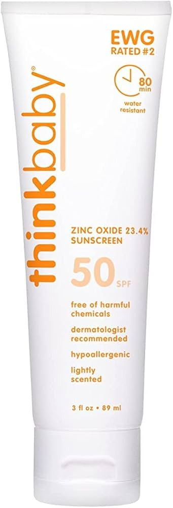 Thinkbaby - SPF 50+ Braod Spectrum Organic Sunscreen - 3 oz - 2 pack | Amazon (US)