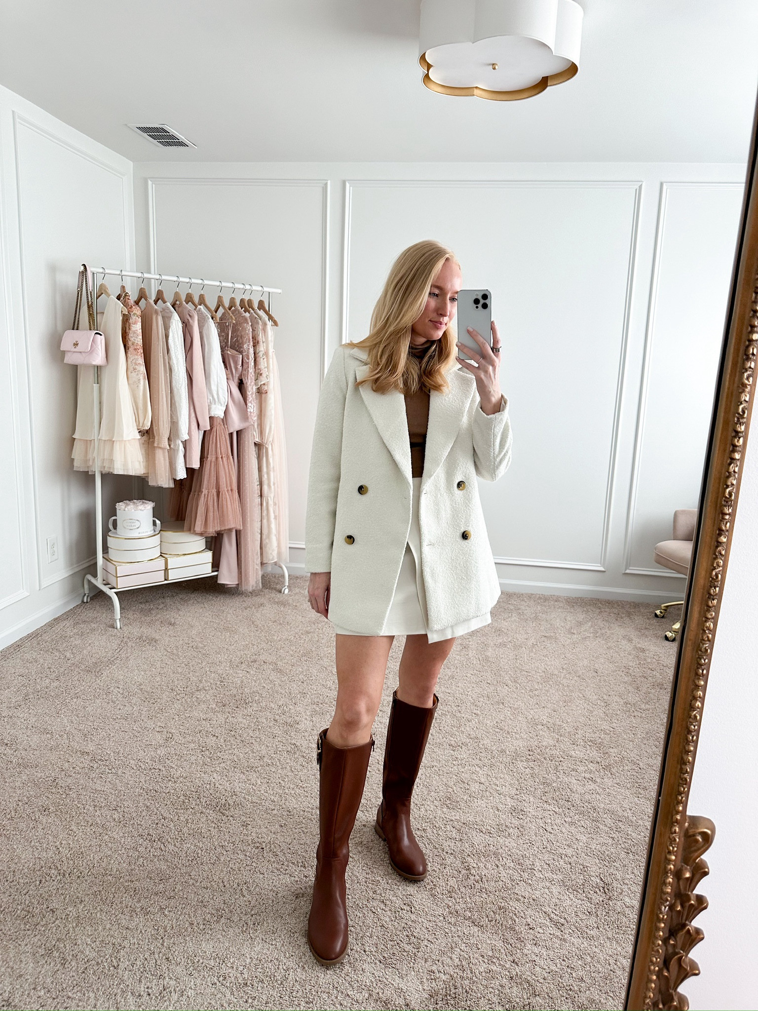 Chic fall look from Walmart! Everything is under $50! Wearing size small in the top and skirt and size xs in the jacket. Fall outfits // elevated outfits // fall jackets // riding boots // Walmart finds 

#LTKStyleTip #LTKSeasonal #LTKFindsUnder50