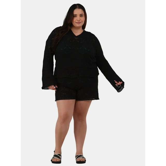 Time and Tru Women's and Women's Plus Cotton Macrame Hoodie Coverup, Sizes XS-2X | Walmart (US)
