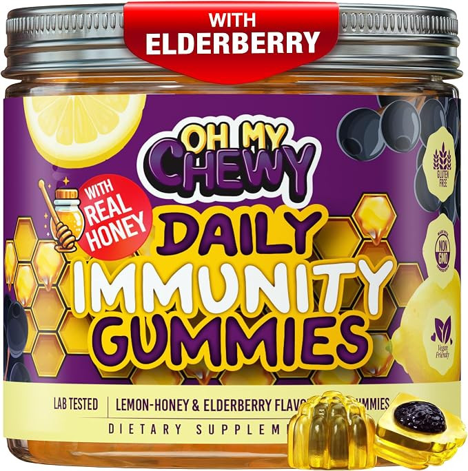 Elderberry Gummies Immunity Support - Real Honey and Lemon Immune Supplement for Kids & Teens wit... | Amazon (US)