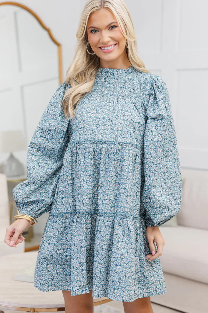 NURSING COLLECTION: Be Your Best Blue Ditsy Floral Babydoll Dress | The Mint Julep Boutique