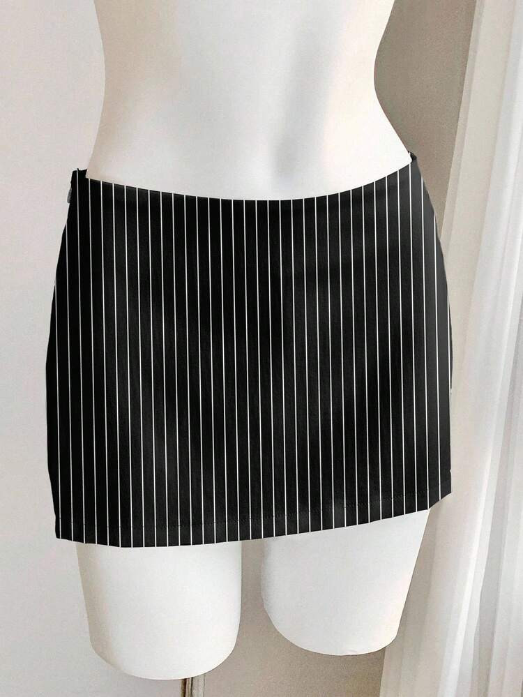 Comfortcana Women's Casual Ultra-Low Waist Mini Skirt, Striped Pattern, Y2K Style, Summer Outfit,Chic,Festival,Graduation,Casual,Summer,Work Outfits For Women | SHEIN