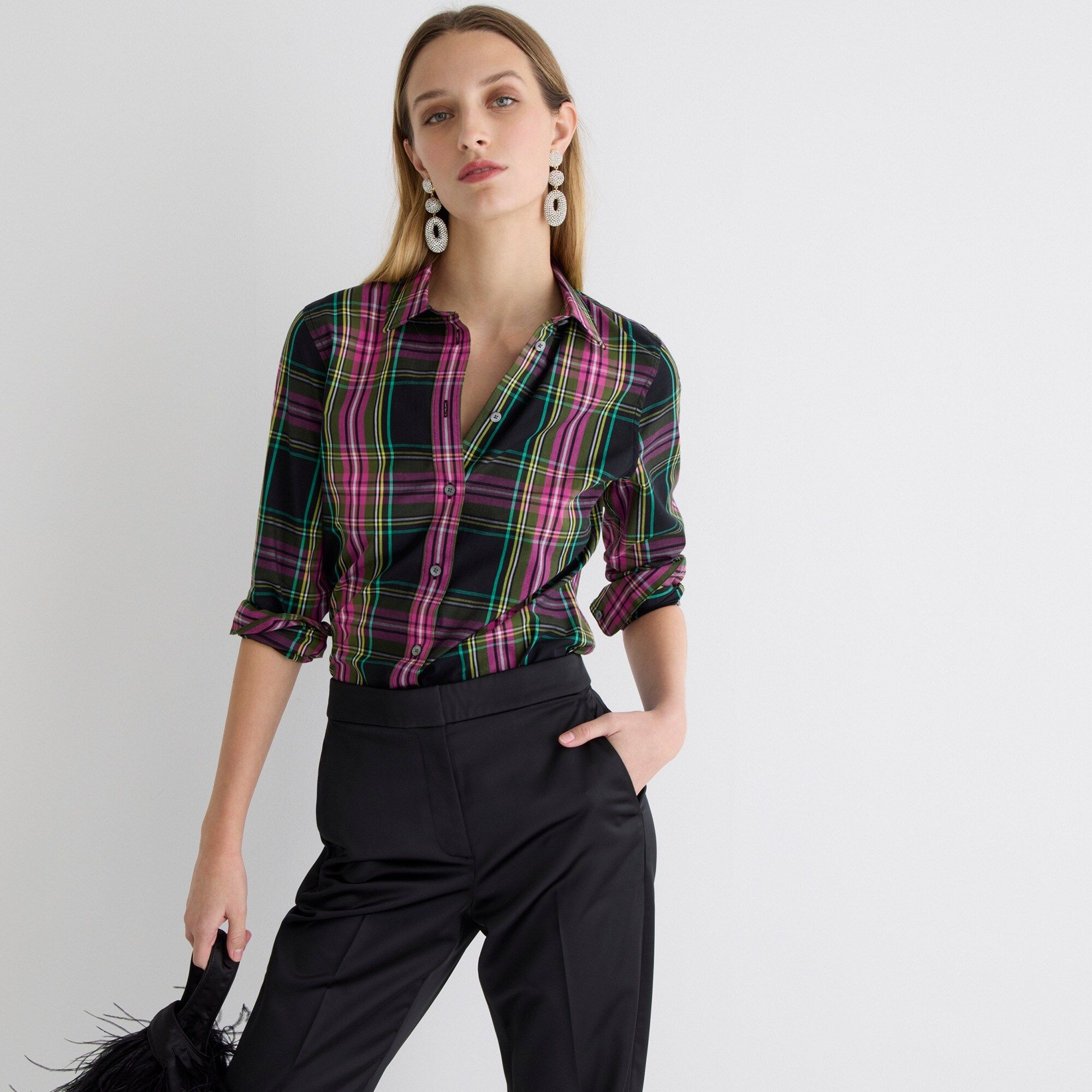 Slim-fit shirt in pink Stewart tartan | J.Crew US